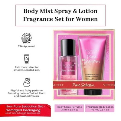 Victoria's Secret Pure Seduction Body Mist & Lotion Womens Fragrance Gift Set...