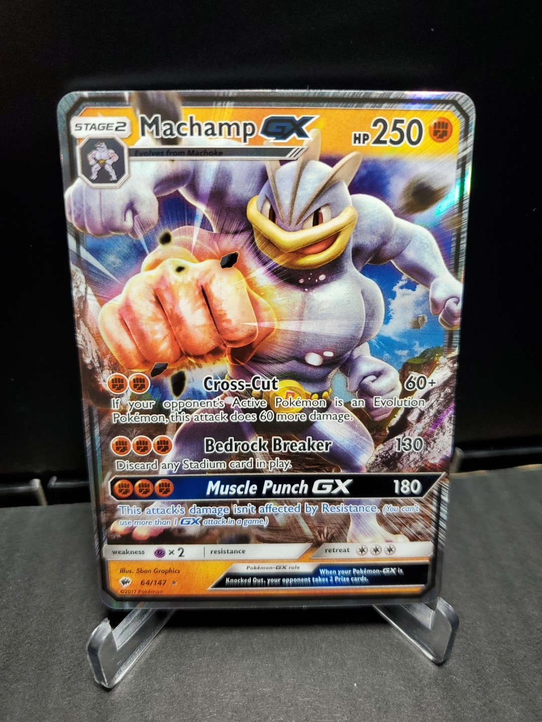Pokemon TCG Machamp GX 64/147 Sm-Burning Shadows Holo 2017 Pack Fresh NM