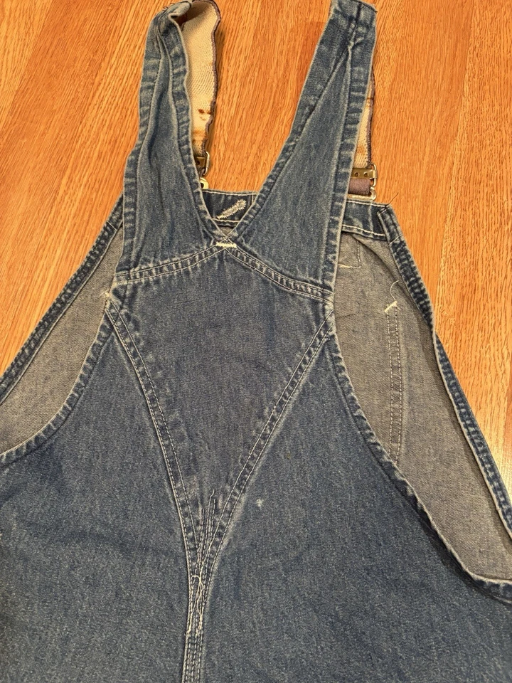 Pantalón Corto Carhartt Azul Babero Sobre la Rodilla Denim Logo Cortado Hombre/Mujer 38/10 Foto 4 de 4