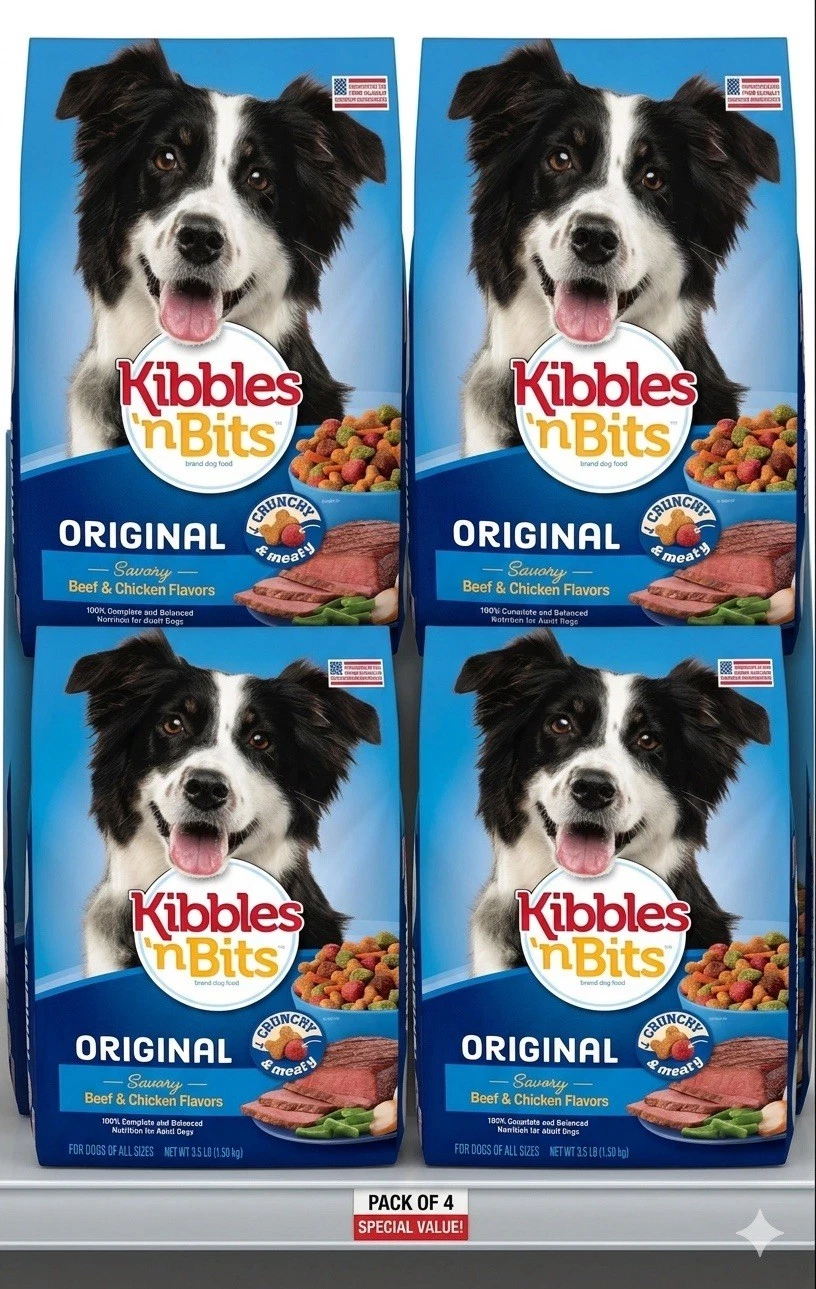 Kibbles 'n Bits Dry Dog Food, Original Savory Beef & Chicken , 3.5 Lbs Each