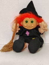 Vintage Russ Troll Doll 11 Halloween Witch, Green Eyes, Orange Hair
