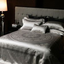 Silk Cotton Bedding Set Duvet Cover Bed Sheet 2 Pillowcases Yarn-dyed Jacquard