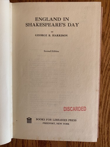 England in Shakespeare's Day, Harrison, G B, Very Good Second Edition Free Ship - Picture 4 of 6