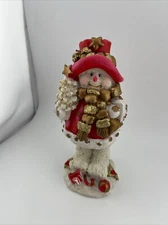 Snowman Bobble Body Doll  Noel. Joelson Inc 6” Figurine Christmas Red &Gold
