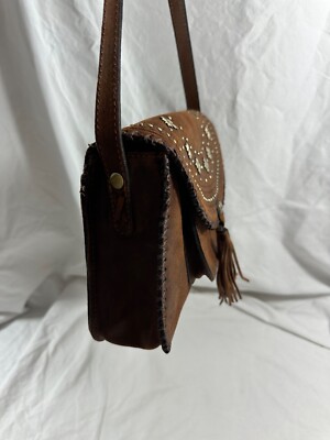 Genuine Brown Leather Tassel Crossbody Bag by Patricia Nash Genuine PATRICIA NASH nubuck leather front flap tassel  main image 3
