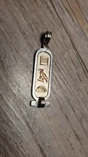 Vintage Estate Solid Silver Egyptian Cartouche Gold Hieroglyphics Pendant