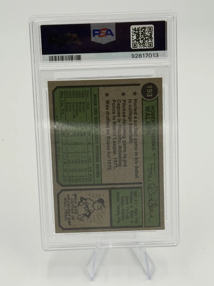 1974 Topps - Tom Walker #193 PSA 8 - Image 2 of 2