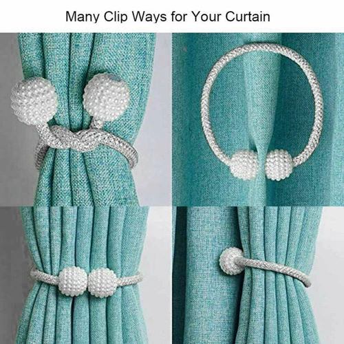 2 PCS Magnetic Curtain Tie Backs Ball Clips Buckle Weave Rope Holdbacks UK - Picture 5 of 13