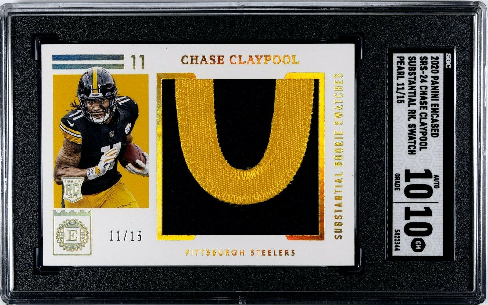 Justin Herbert Panini Encased Substantial Rookie Swatches #3 Pearl