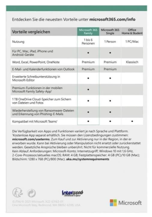 Microsoft 365 Family Vollversion 6 PC / Mac / iOS / Android 1 TB Download NEU - Bild 4 von 4