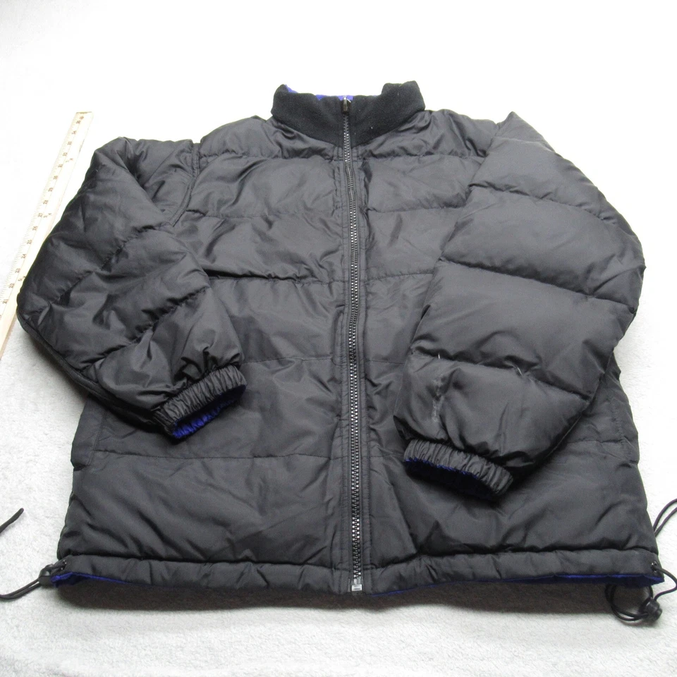 Sonoma 羽绒服男式中号蓝色黑色双面全拉链轰炸机 Puffer 复古 — 第 2/4 张图片