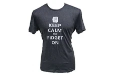 Fidget Cube Keep Calm and Fidget On T-Shirt Charcoal Gray Size Large Men's