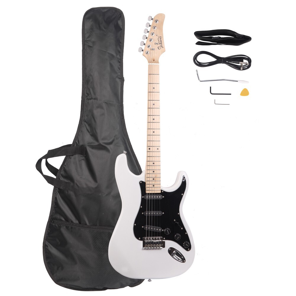 US White GST Stylish Electric Guitar Kit 6Strings with Black