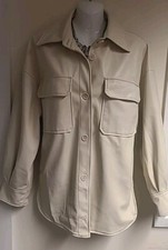 Hide From T K Maxx Cream Faux Leather Button Up Shacket Size Uk 8. Great Cond.