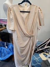 Shein Women's V Cross Neckline Flowing Sleeve Midi Dress Beige Size XL NWOT