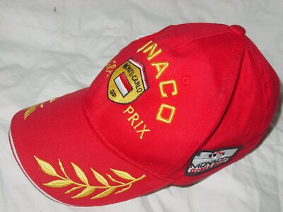 KIDS JUNIOR MONACO GRAND PRIX FLAG RED COTTON EMBROIDERED BASEBALL HAT CAP SPORT