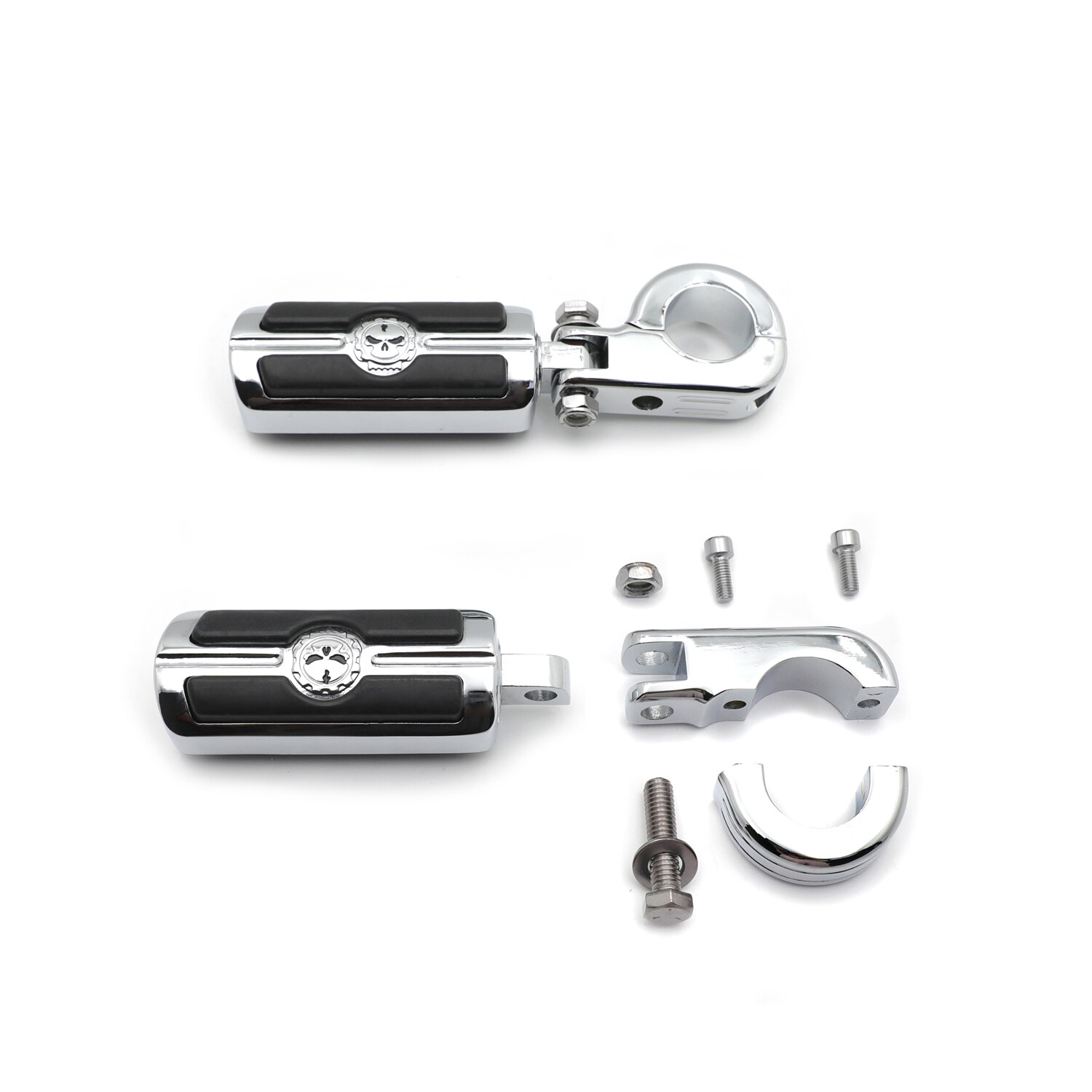 Left Right Gear Skull Foot Pegs Mount Kit 1.25" For Harley Male 19842017 Chrome eBay