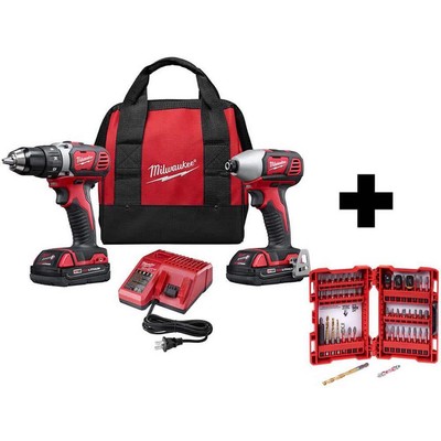 Milwaukee Drill + Impact Driver Combo Kit 18V Cordless w/ 50-PC Driving Bit Set