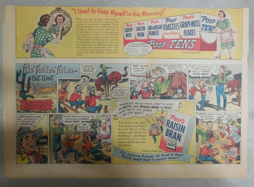 Post's Cereal Ad: Trailer Twins "Out West" ! from 1950's Size: 11 x 15 inches - Picture 3 of 6