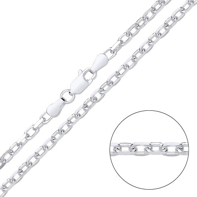 925 Sterlingsilber 3 mm Diamantschliff Belcher Forza Kette Halskette 16 18 20 22 24''