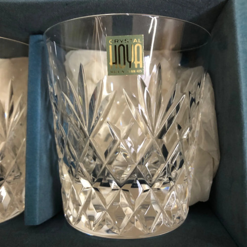 Unused, discontinued HOYA crystal glass rock glasses, set of