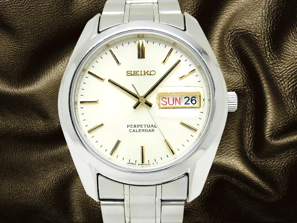 SEIKO　クォーツ式腕時計　パーペチュアルカレンダー　8F33-0040 SEIKO SBQL003 Perpetual Calendar Quartz 8F33-0040 Ivory Dial SS