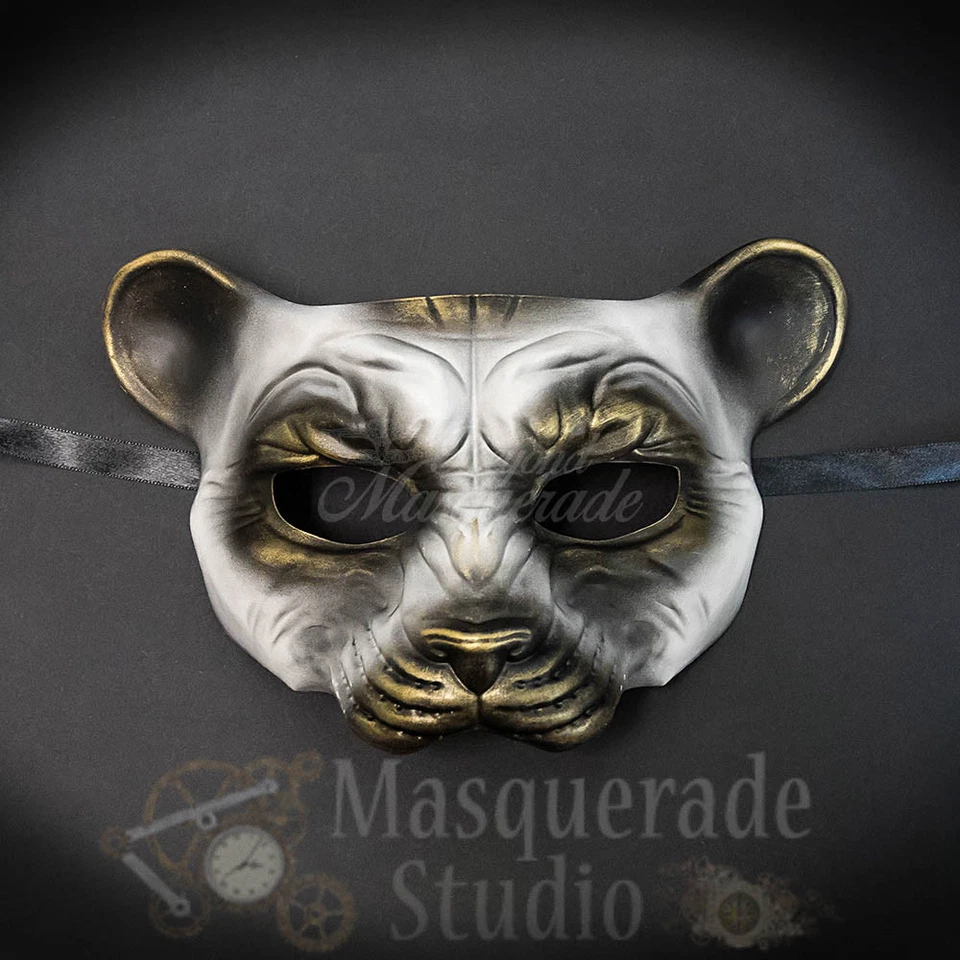 Leopard Animal Spirit Wall Decoration Halloween Masquerade Mask [White/Gold] - Image 2 of 4
