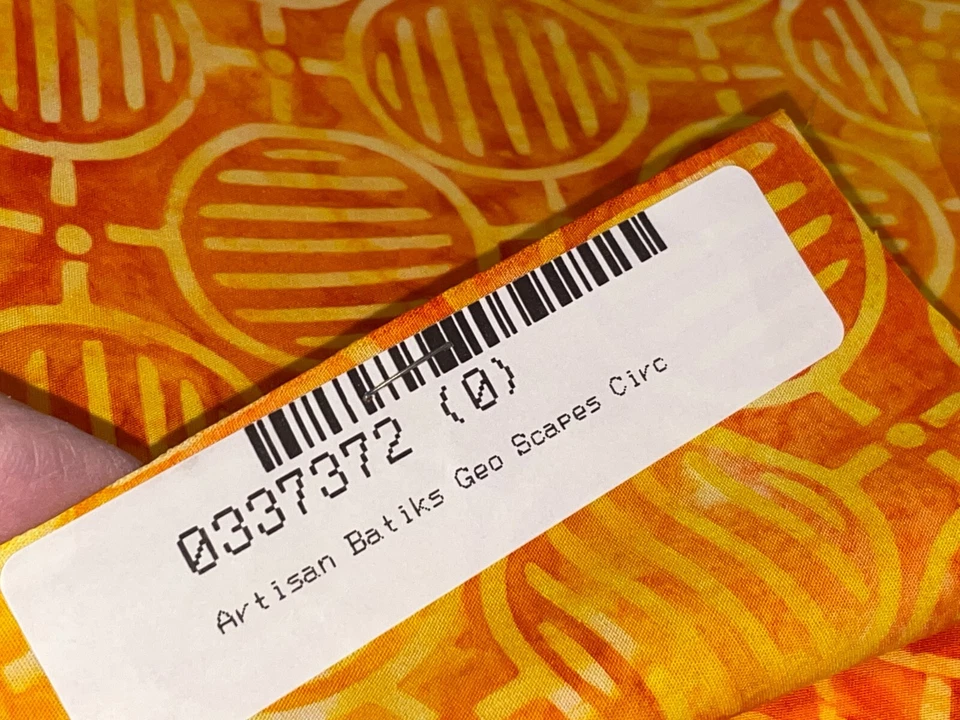 Por 1/2 yarda Kaufman Batiks Artesanales Algodón Edredón Tienda Tela Círculos Naranja Amarillo Foto 4 de 4