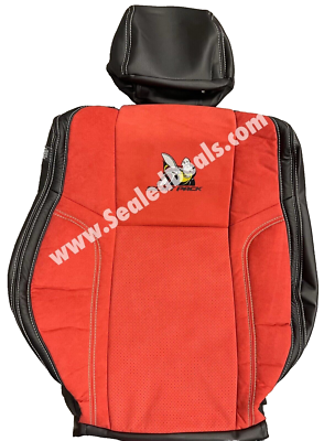 Black Red Leather & Suede Seat Covers for 15-23 Dodge Challenger