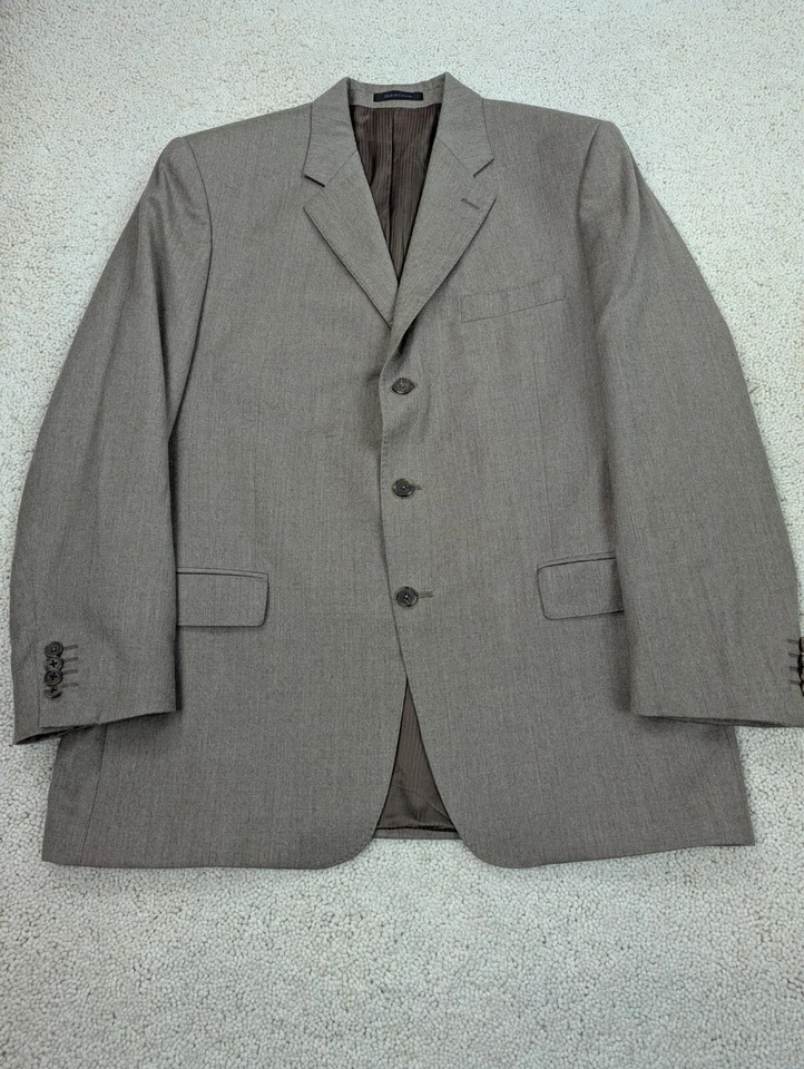 Terno de lã flanela masculino 44R 38x30 bronzeado vintage 2 peças 3 botões cashmere Tallia - Imagem 2 de 4