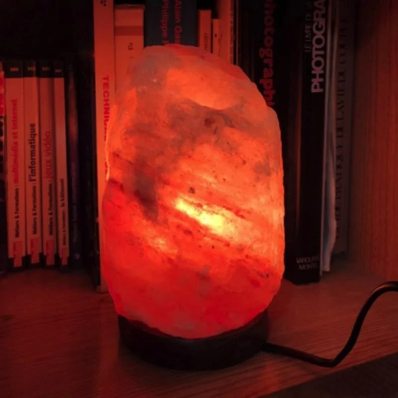 Lampada di sale rosa dell'Himalaya naturale salgemma legno dimmerabile 2-3 kg - Immagine 4 di 4