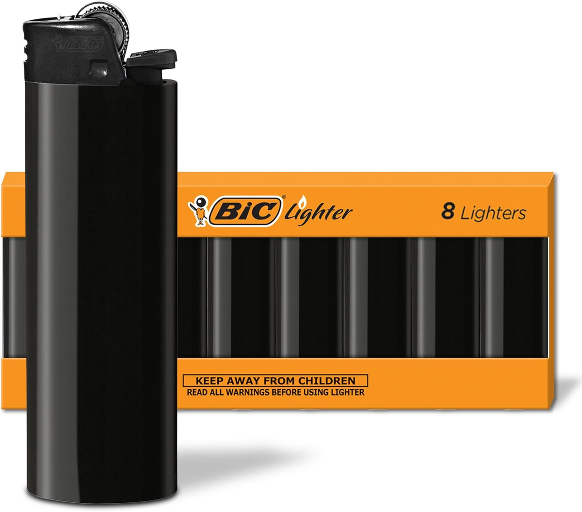 Maxi Pocket Lighter, Special Edition Series, Black, 8 Count Pack of Lighters