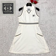 Chanel Sports Line Dress White w/Black Trim Size M