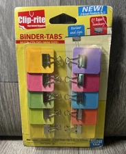 Clip-Rite Binder-Tabs 10 Pack Assorted Colors Mini Size Holds 40 Sheets New