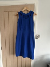 M&CO Cobalt Blue Ribbed Caged Dress Women Size 10 See Photo