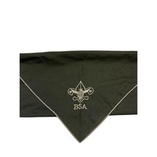 Boy Scouts of America VTG Eagle Neckerchief Green Khaki Embroidered BSA Scarf