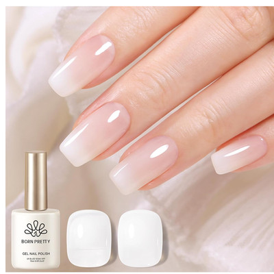 UV LED Nagellack Milchig Weiss 10ml Flasche Klassisch Transparent