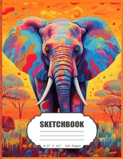Sketchbook: Watercolor Elephant Blank Sketch Book for Girls, Kids, Teens, Adults