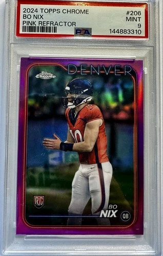2024 Topps Chrome - Rookies Bo Nix #206 Pink Refractor (RC)