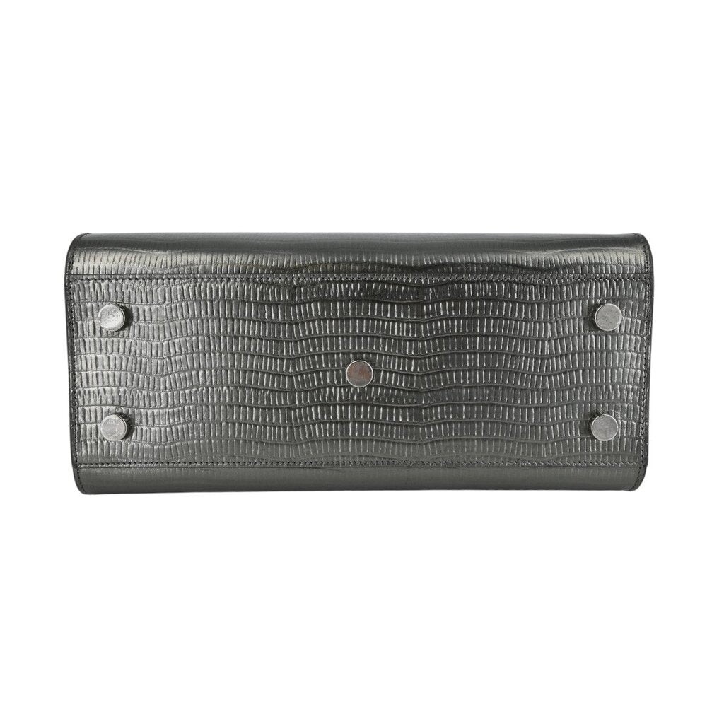 SAINT LAURENT Borsa Sac De Jour in rilievo metallizzato con manico superiore per bambini