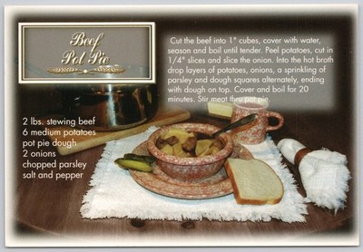 Beef Pot Pie Recipe Vintage Postcard