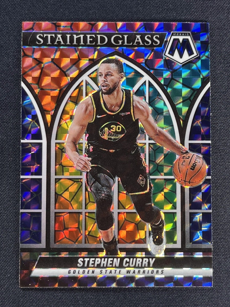 2021-22 Panini Mosaic Stephen Curry #3 Stained Glass Prizm Warriors Case Hit SSP