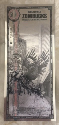 1 Zombucks World KOOKABURIED 999 Silver Note - Currency Of The Apocalypse