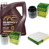 Inspektionspaket 5L Mannol Energy 5W-30 FüR VW Polo 1.2 TSI Seat Ibiza IV 1.4