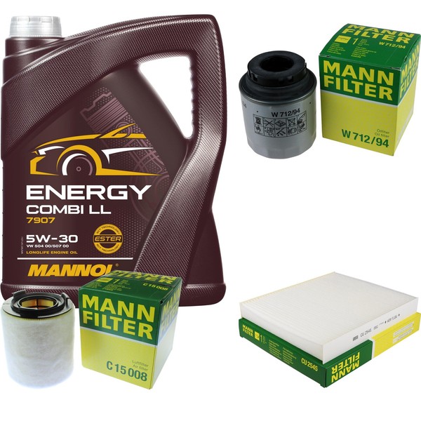 Inspektionspaket 5L Mannol Energy 5W-30 FüR VW Polo 1.2 TSI Seat Ibiza IV 1.4-image