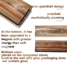 Stove Top Shelf Magnetic Oven Kitchen Storage Solution 2Pcs 15" Hard Wood Spice