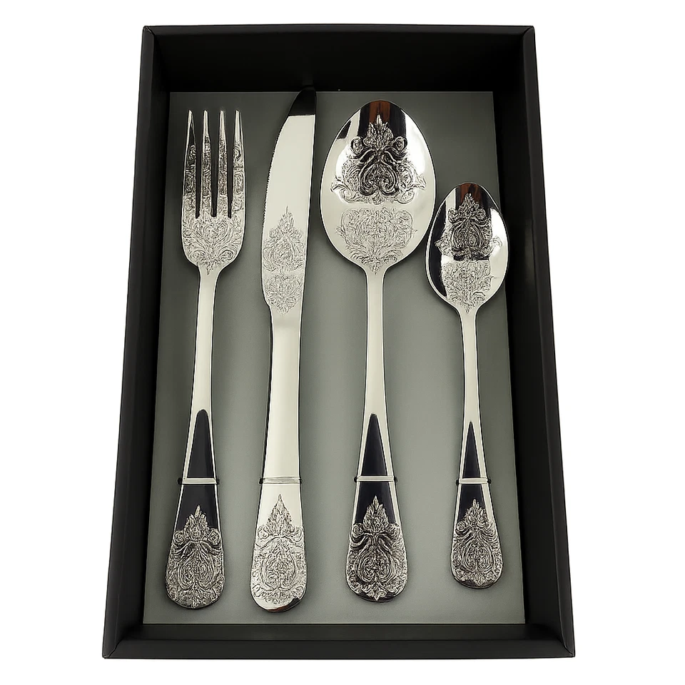 Set Posate 24 Pezzi Bavaria Ottingher Acciaio Inox Design Elegante Oro/Argento - Immagine 3 di 4