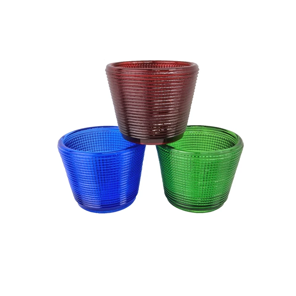 Juego de 3 candelabros votivos de vidrio rojo verde para caja y barril Foto 2 de 4