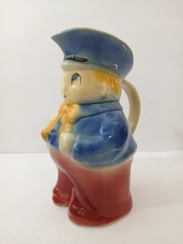 Vintage 1940's Shawnee Pottery USA Little Boy Blue Milk Pitcher Creamer 7 1/2"