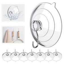 Suction Cup Hooks, 2.5 Inches Clear Suction Cups with Metal Hooks Large Suction